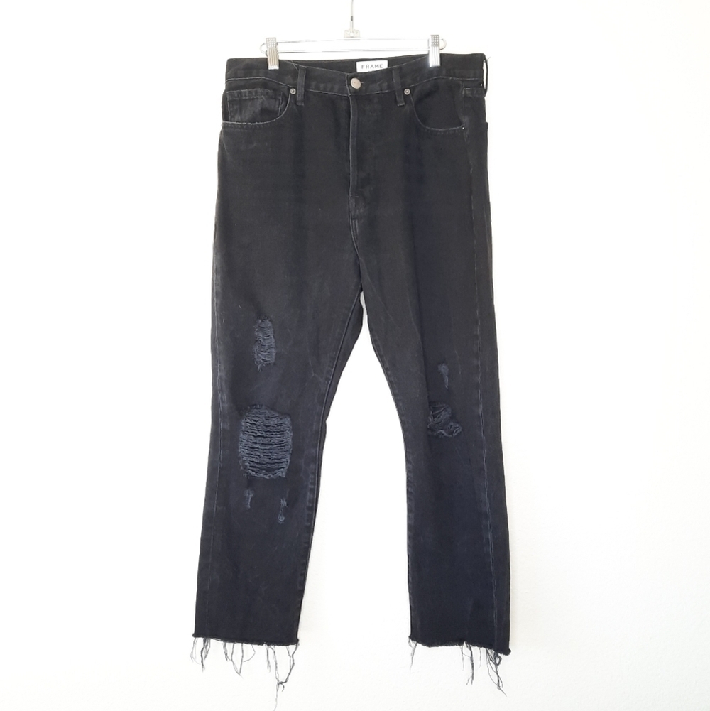 Frame Greyridge Le Original Distressed Straight Crop Jeans 31 - Picture 2 of 7